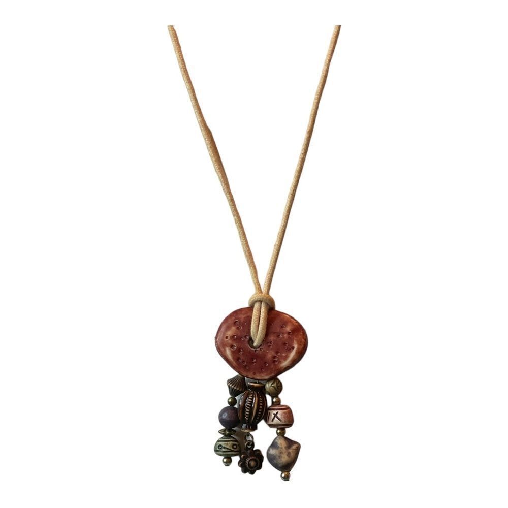 UNIQUE WOODEN DISC NECKLACE‎ - Picture 2 of 3